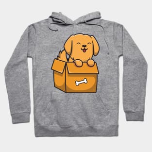 Cute Dog Playing In Box (2) Hoodie